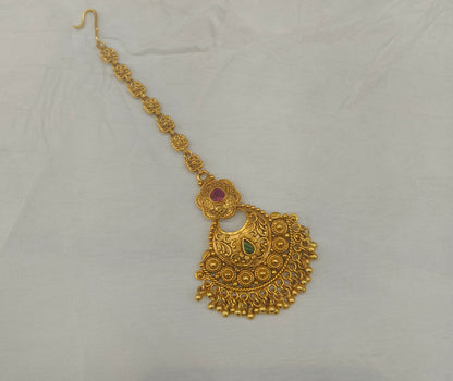 Gold polki Antique Gold Tikka Jewellery Headpiece Set