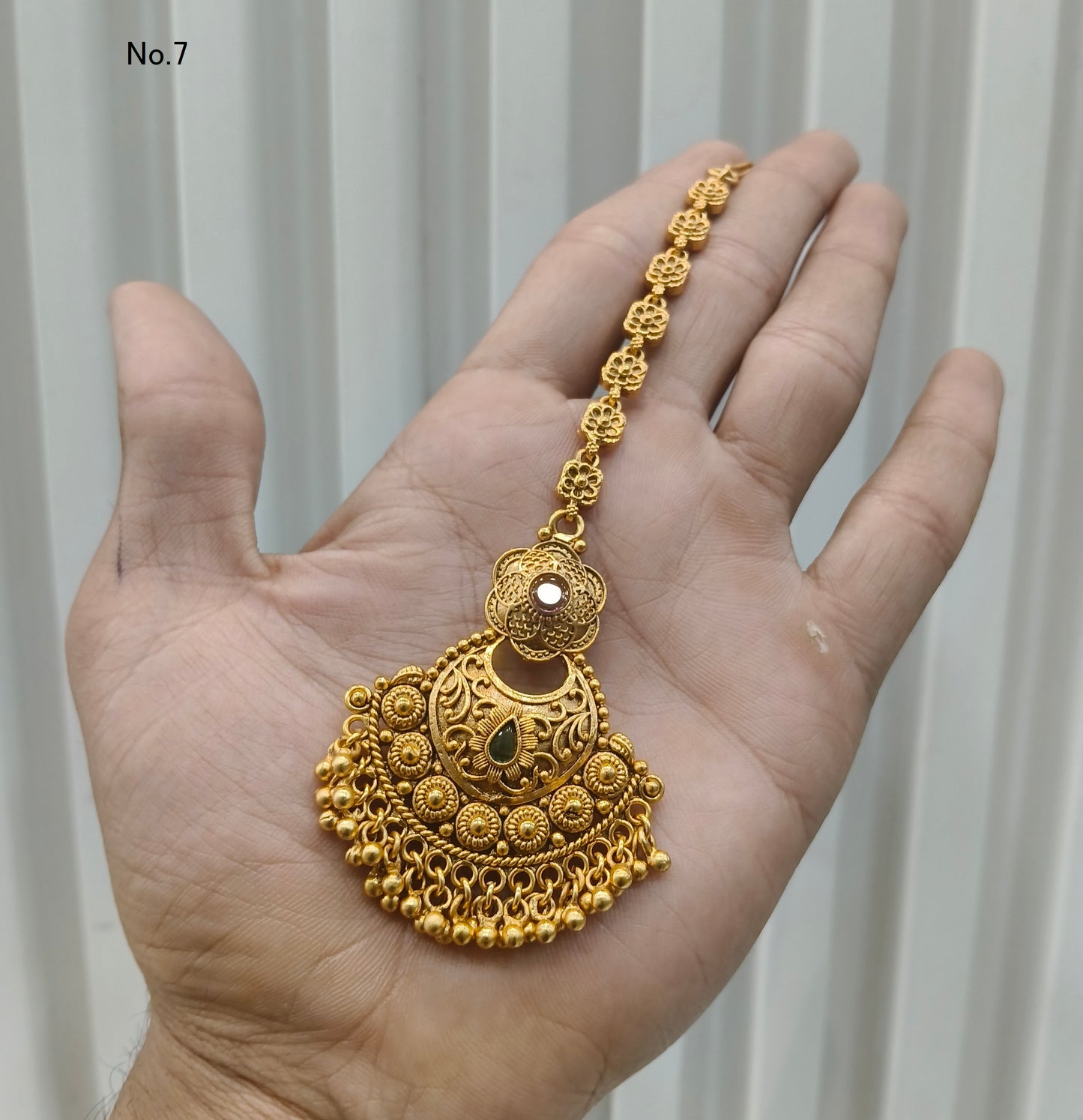 Gold polki Antique Gold Tikka Jewellery Headpiece Set