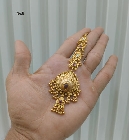 Gold polki Antique Gold Tikka Jewellery Headpiece Set