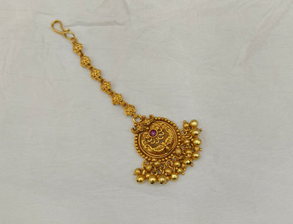 Gold polki Antique Gold Tikka Jewellery Headpiece Set