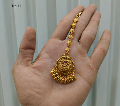 Gold polki Antique Gold Tikka Jewellery Headpiece Set
