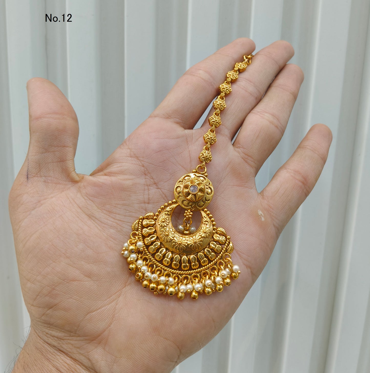 Gold polki Antique Gold Tikka Jewellery Headpiece Set