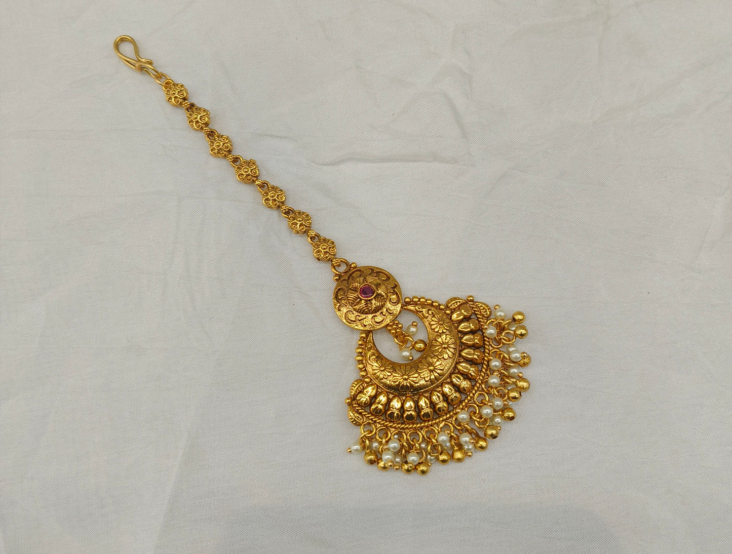 Gold polki Antique Gold Tikka Jewellery Headpiece Set