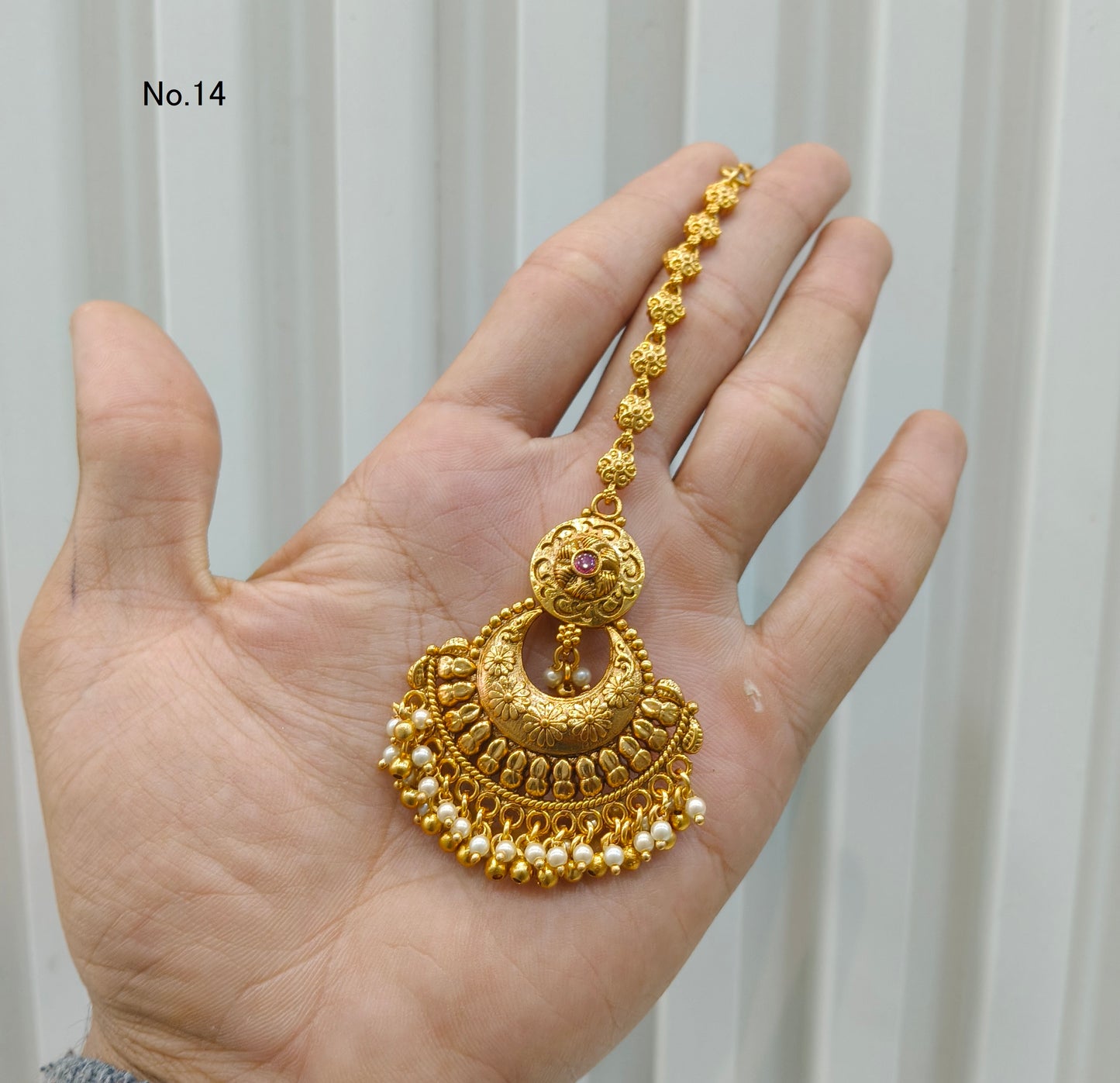 Gold polki Antique Gold Tikka Jewellery Headpiece Set