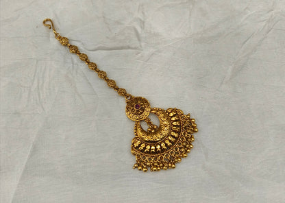Gold polki Antique Gold Tikka Jewellery Headpiece Set