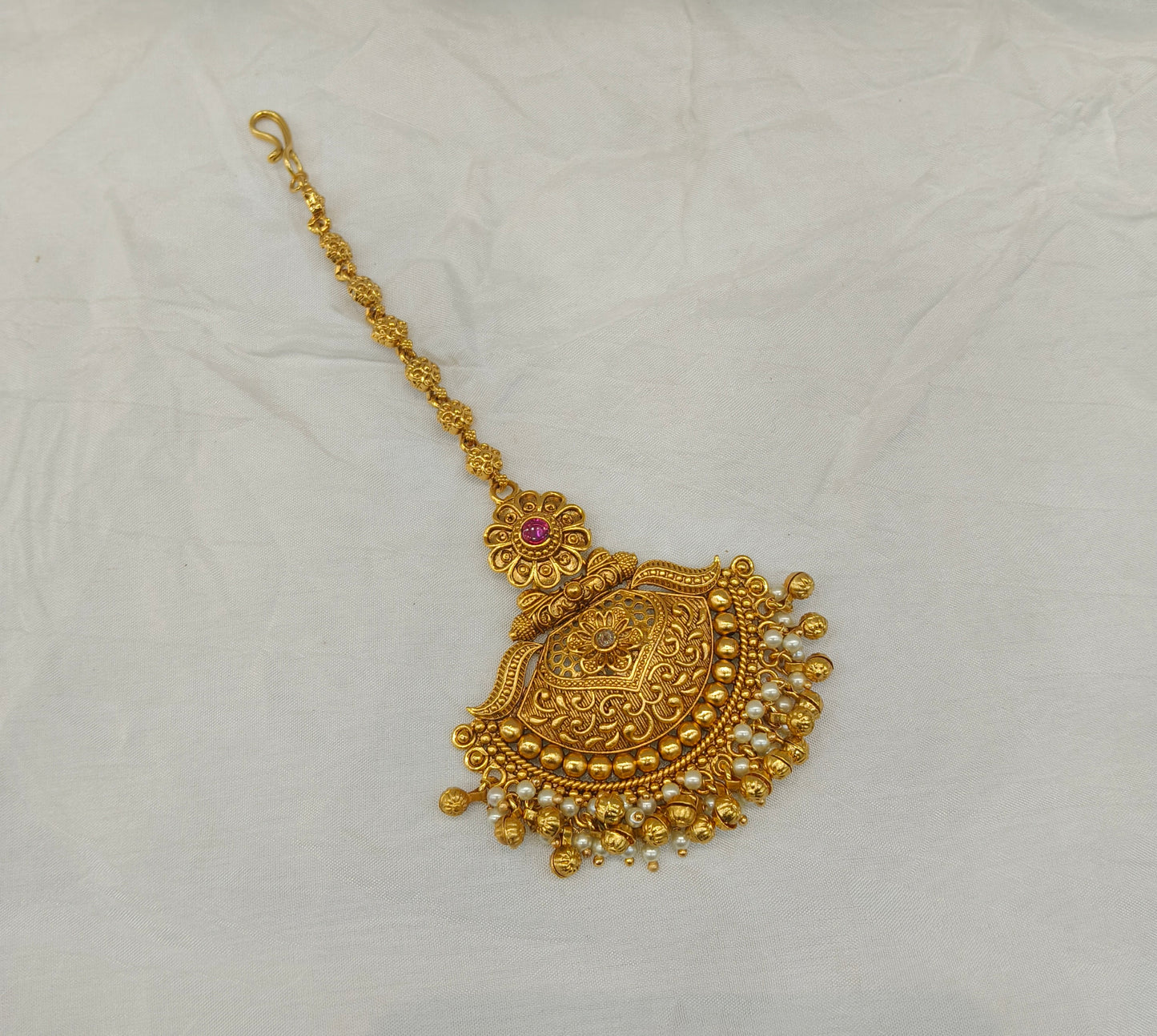 Gold polki Antique Gold Tikka Jewellery Headpiece Set
