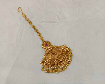 Gold polki Antique Gold Tikka Jewellery Headpiece Set