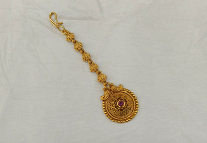 Gold polki Antique Gold Tikka Jewellery Headpiece Set
