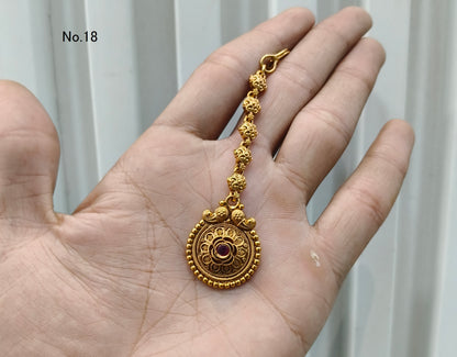 Gold polki Antique Gold Tikka Jewellery Headpiece Set
