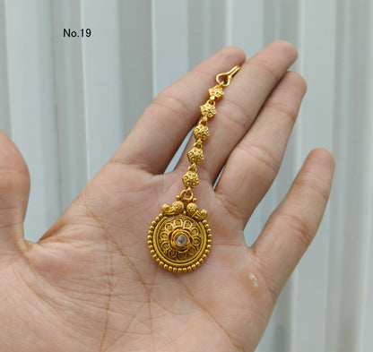 Gold polki Antique Gold Tikka Jewellery Headpiece Set