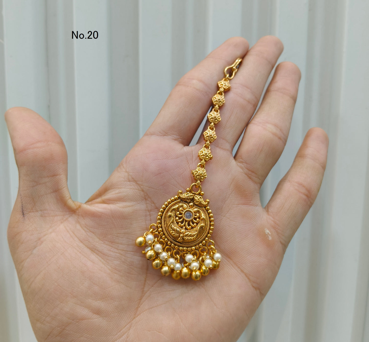Gold polki Antique Gold Tikka Jewellery Headpiece Set