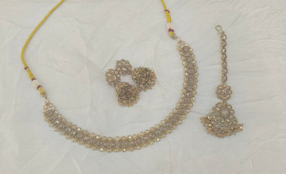 Antique Gold Crystal Necklace Jewellery Jagjeet Bollywood sets