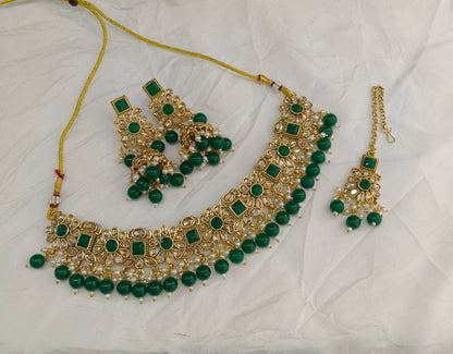 Antique Gold Green Necklace Jewellery Kitty Bollywood  sets