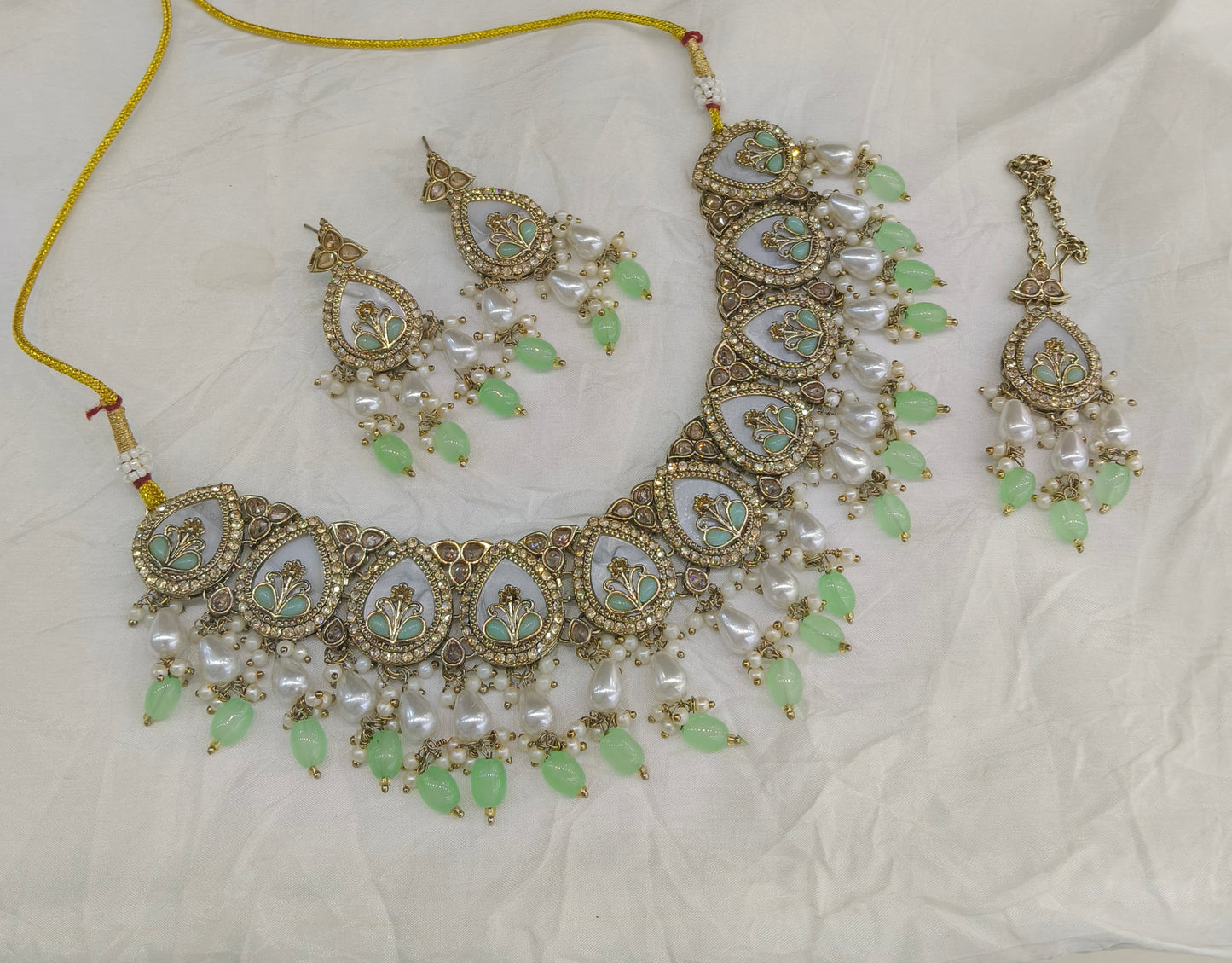 Antique Gold Mint Necklace Jewellery Betty Bollywood sets