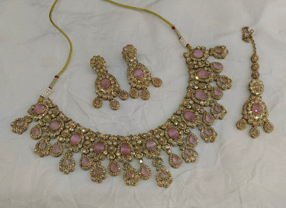 Antique PinkWhite Necklace Jewellery Lois Bollywood sets