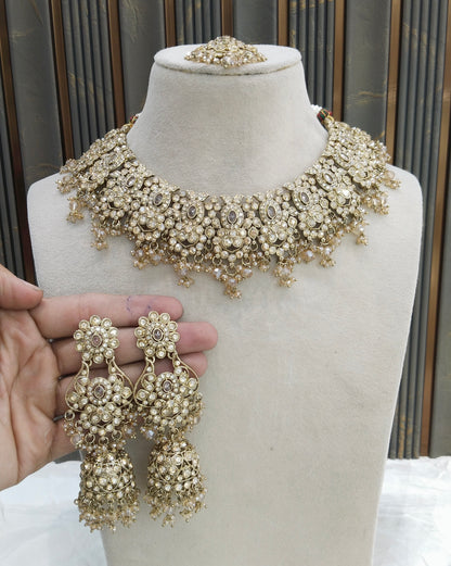 Antique Gold Crystal Necklace Jewellery Joan Bollywood sets