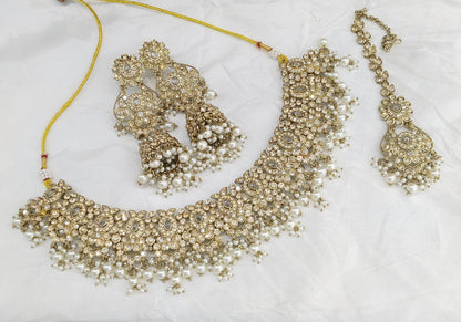 Antique Gold White Necklace Jewellery Joan Bollywood sets