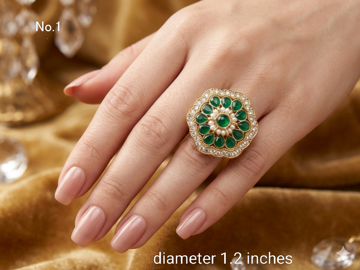 Riley Kundan cocktail finger rings