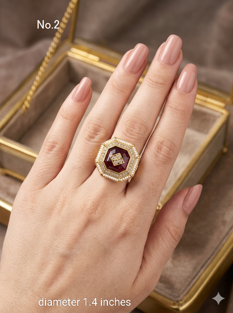 Riley Kundan cocktail finger rings