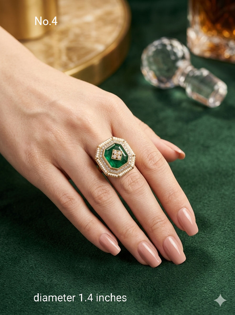 Riley Kundan cocktail finger rings