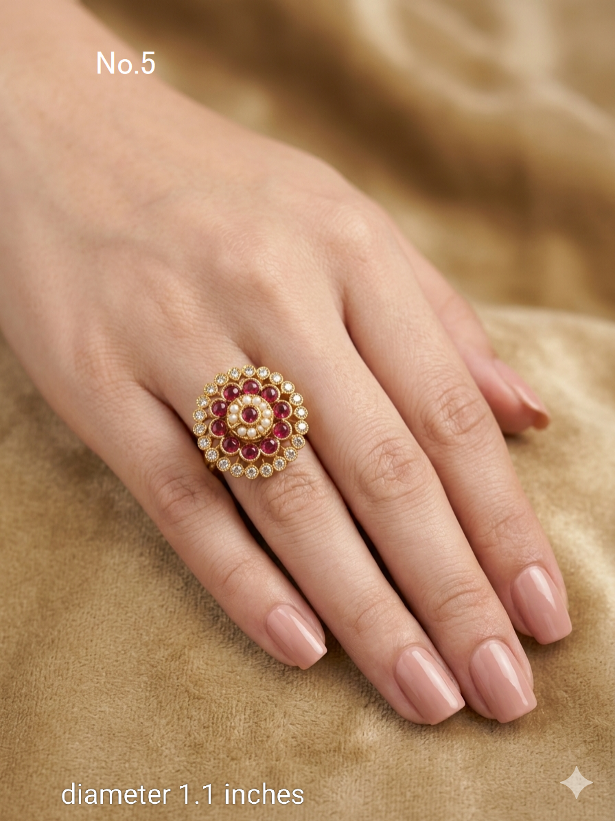 Riley Kundan cocktail finger rings