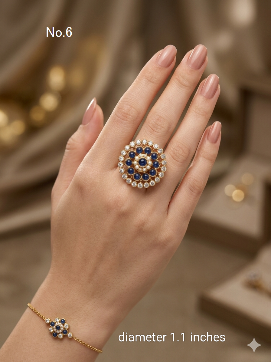 Riley Kundan cocktail finger rings