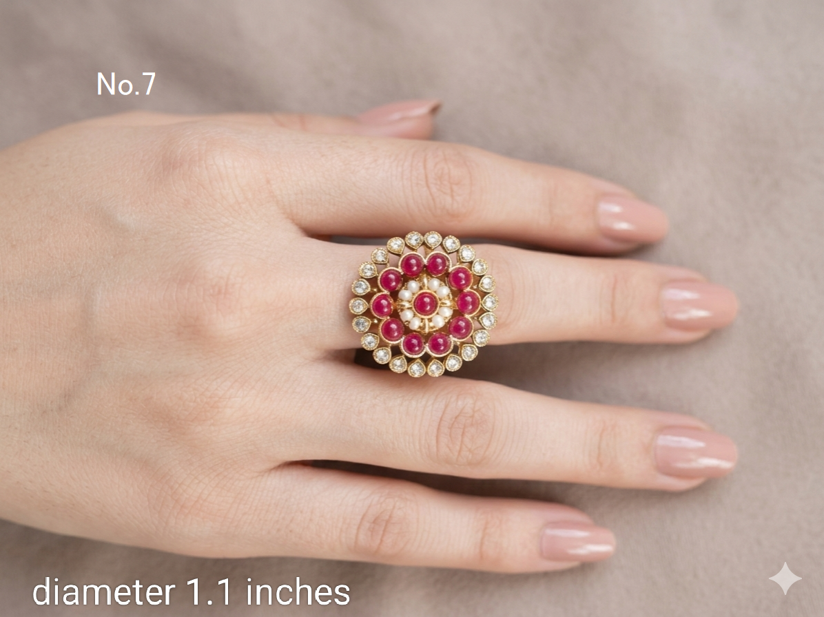 Riley Kundan cocktail finger rings