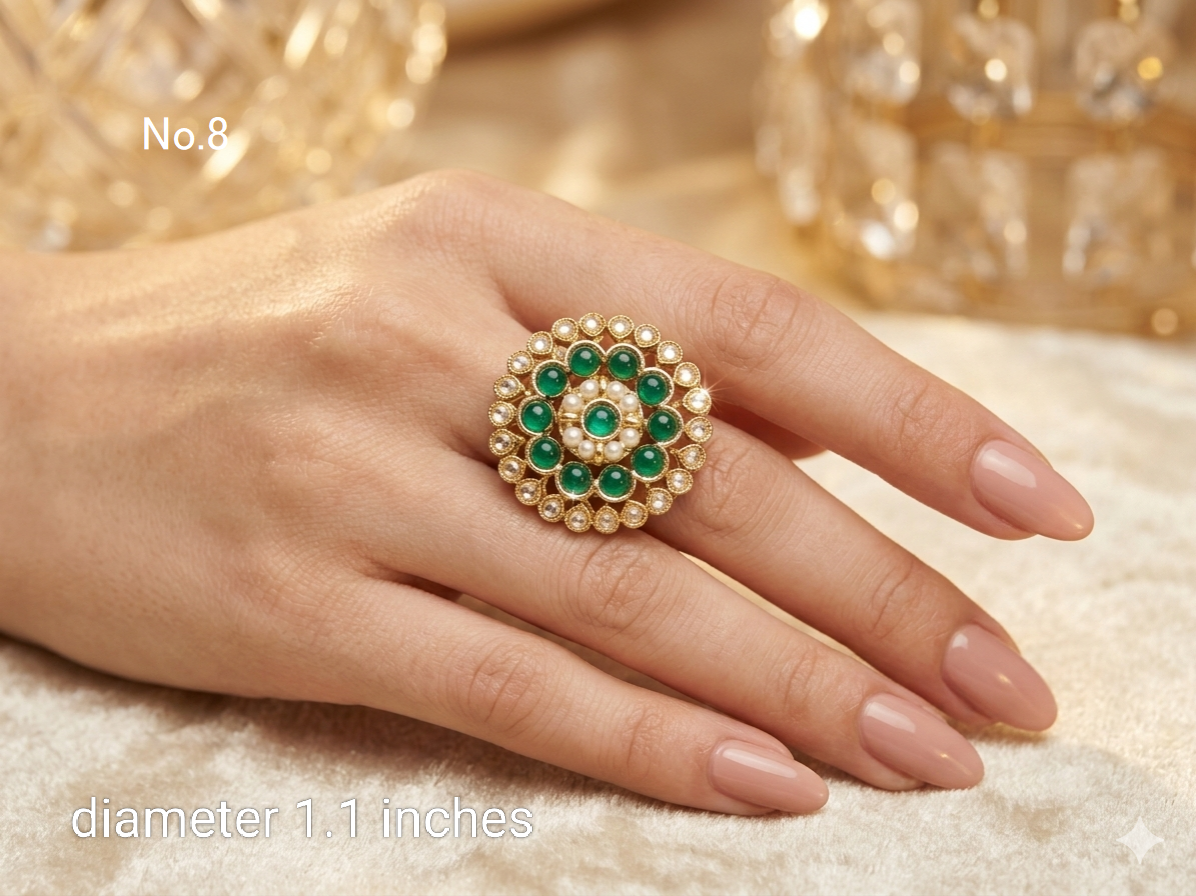 Riley Kundan cocktail finger rings