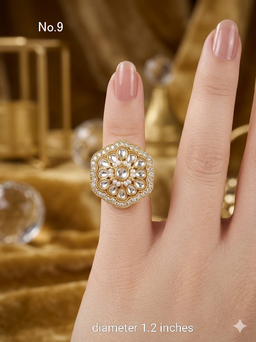 Riley Kundan cocktail finger rings
