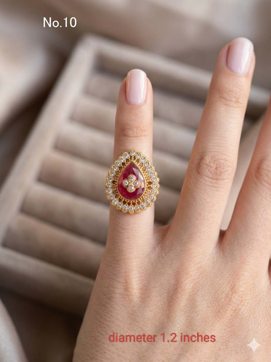 Riley Kundan cocktail finger rings
