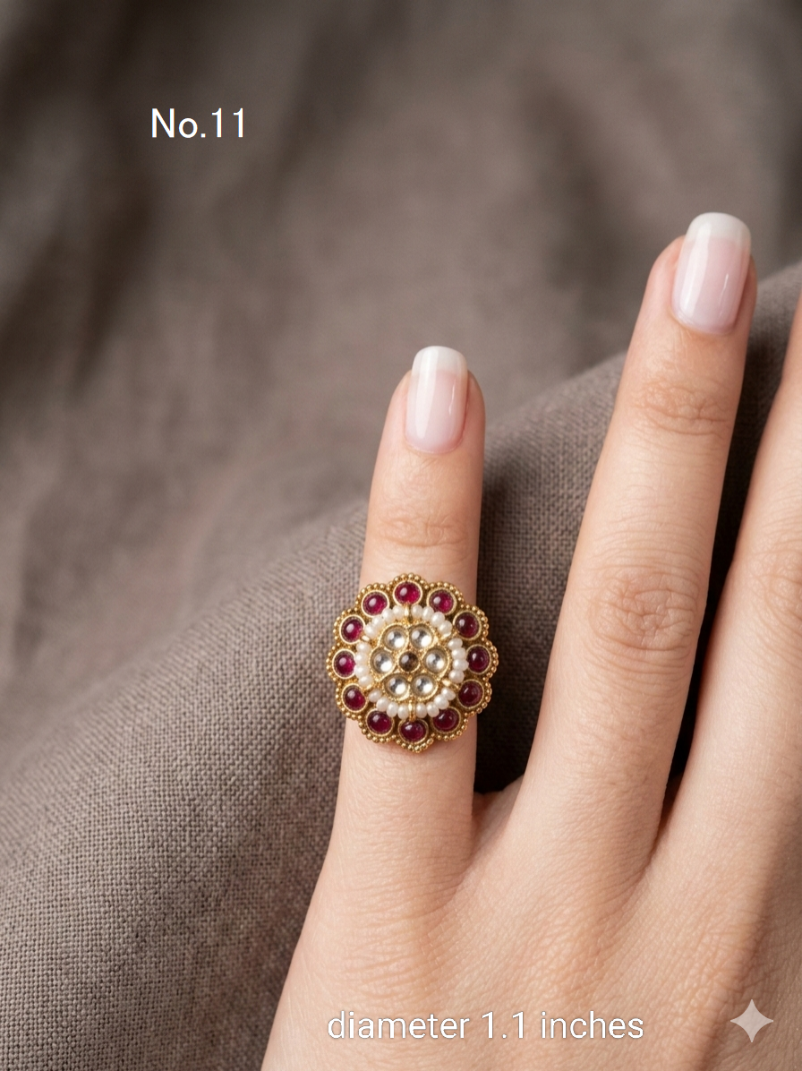 Riley Kundan cocktail finger rings