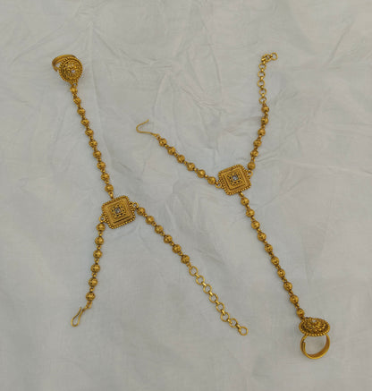 Hand Bracelets Gold Bridal Pair Finger Ring Panja Jewellery