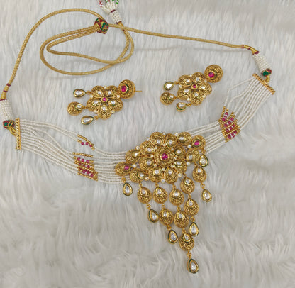 Ruby Polki Kundan necklace Set/ kundan Indian Lake jewellery sets