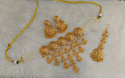 Gold Polki Waterfall Choker Jewellery Joe Set