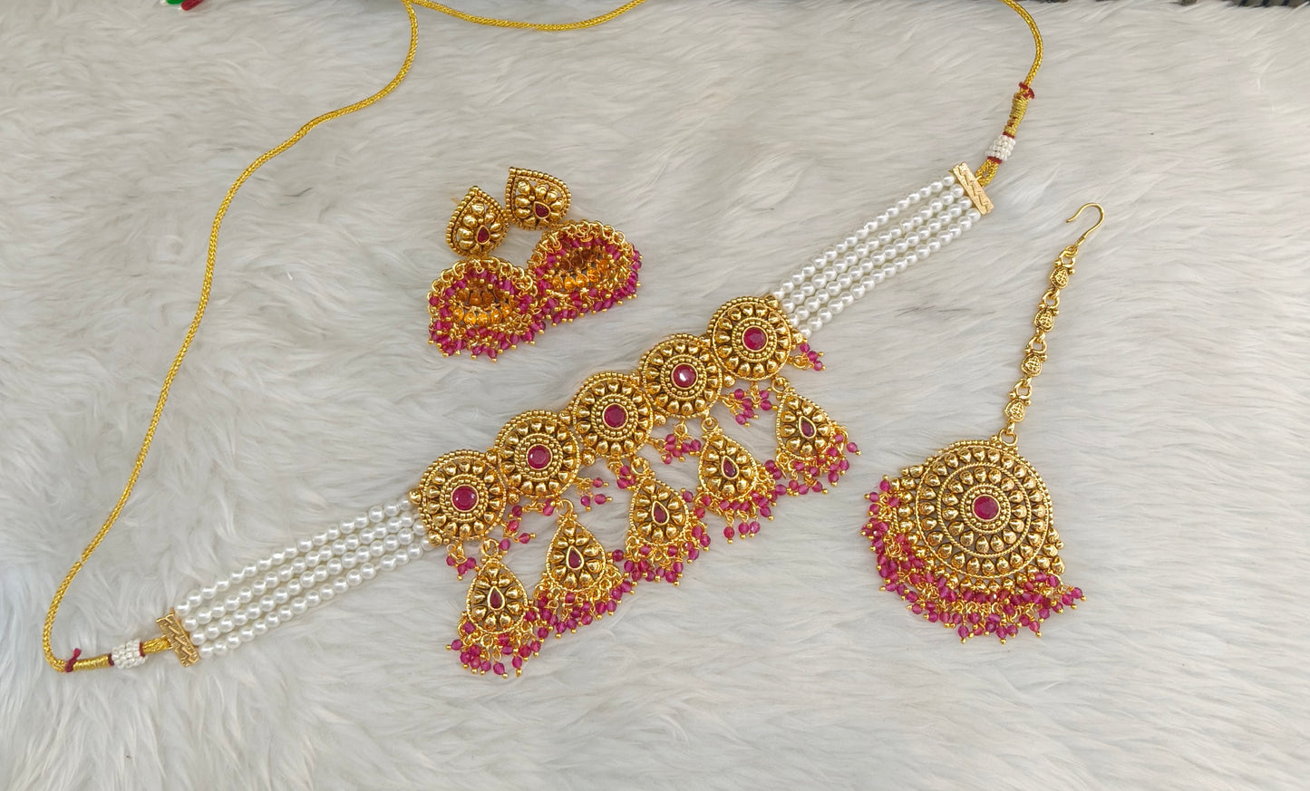 Gold Polki Ruby Choker Jewellery Kripa Set