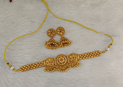 Gold Polki Ruby Choker Jewellery May Set