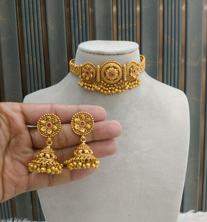 Gold Polki Ruby Choker Jewellery May Set