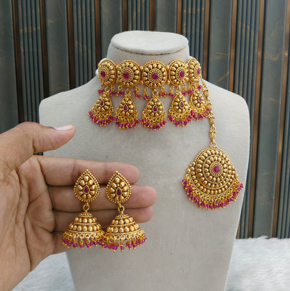 Gold Polki Ruby Choker Jewellery Kripa Set