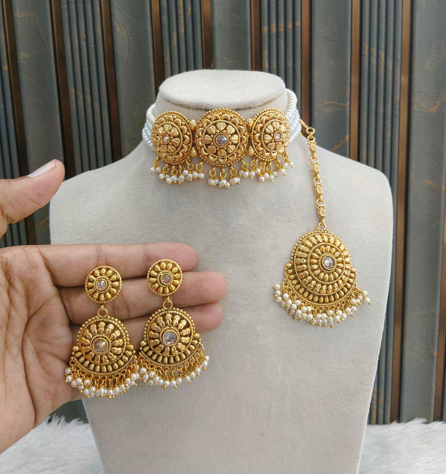 Gold Polki Choker Jewellery Kripa Set