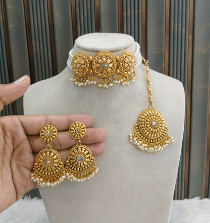 Gold Polki Choker Jewellery Kripa Set