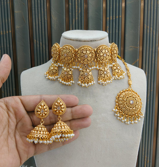 Gold Polki Choker Jewellery Kripa Set