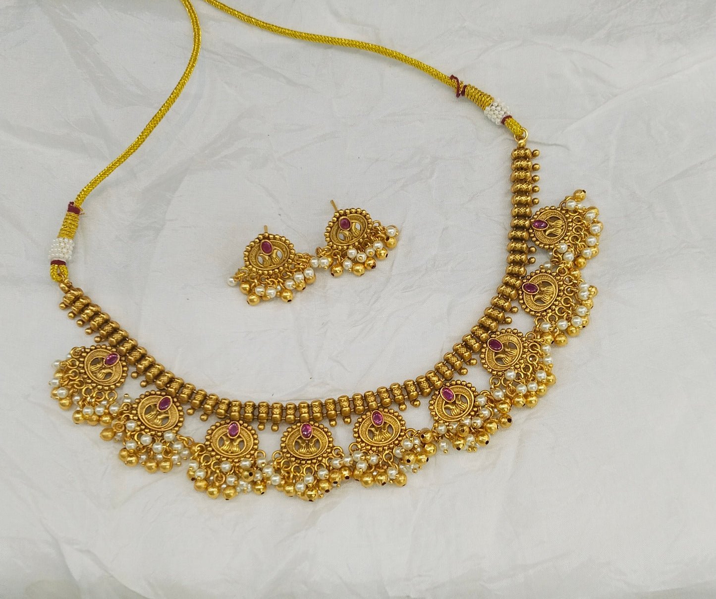 Gold Polki Ruby Necklace Jewellery Lucy Sets