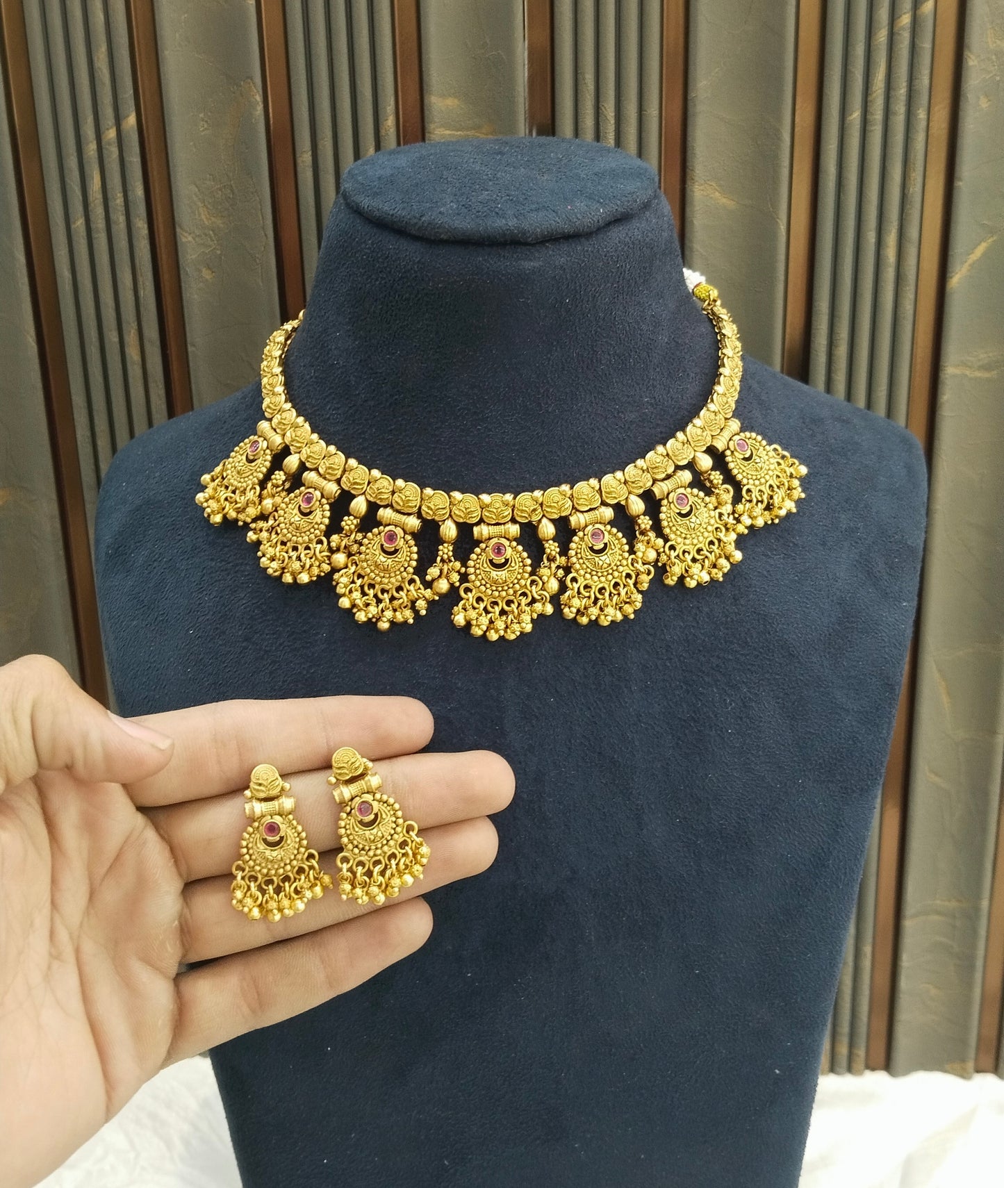 Gold Polki Ruby Necklace Jewellery Lucy Sets