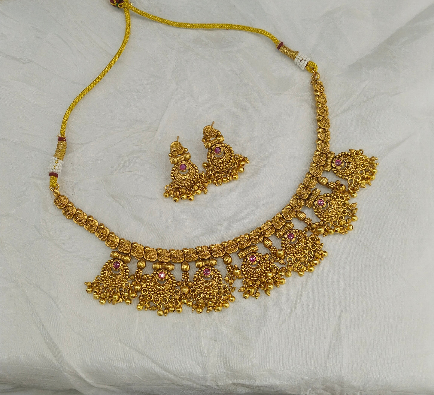 Gold Polki Ruby Necklace Jewellery Lucy Sets