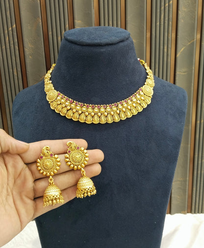 Gold Polki Ruby Necklace Jewellery Lucy Sets