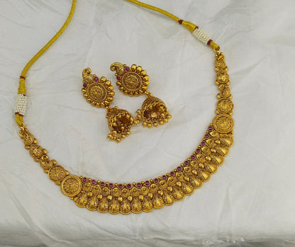 Gold Polki Ruby Necklace Jewellery Lucy Sets