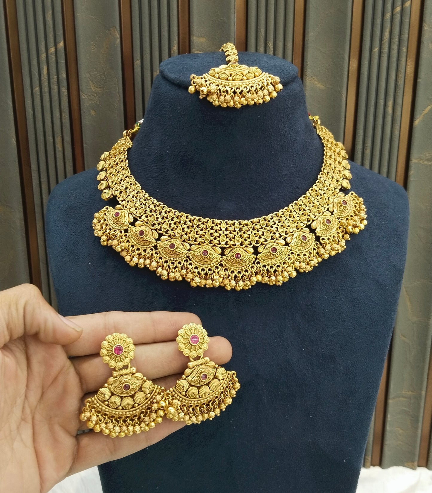 Gold Polki Ruby Necklace Jewellery Lucy Sets