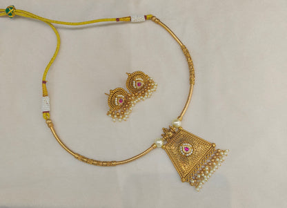 Gold Polki Ruby White Husli Necklace Jewellery Rex Set