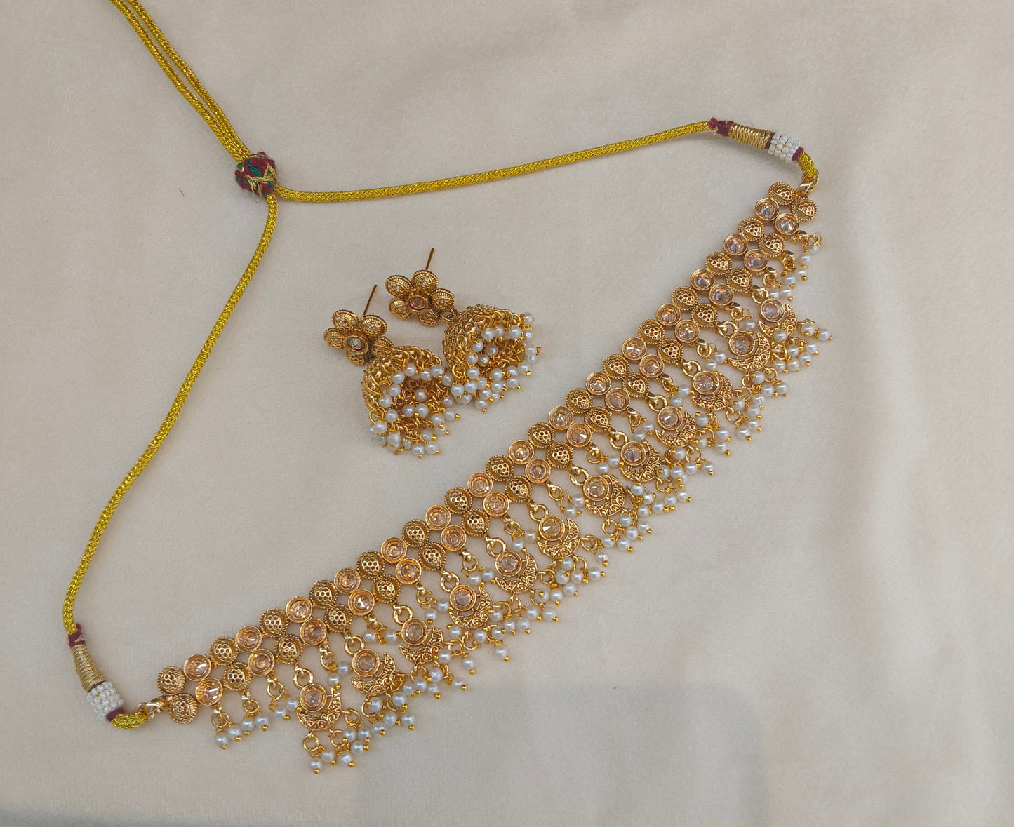 Gold Polki White Choker Jewellery Jayla Sets