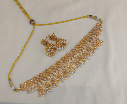 Gold Polki White Choker Jewellery Jayla Sets